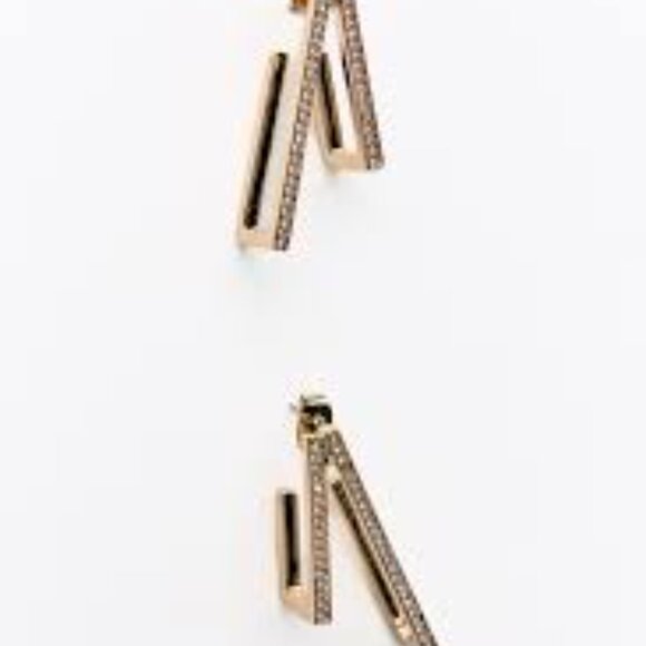 NIB ZARA Geometric‎ Abstract Rhinestone Earrings 1.25 inches - Picture 9 of 9